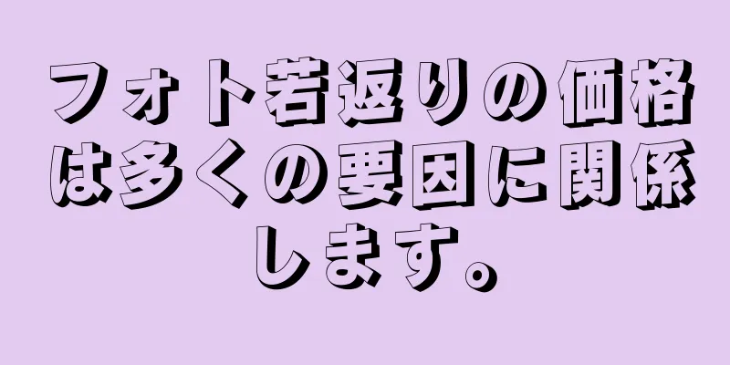 フォト若返りの価格は多くの要因に関係します。