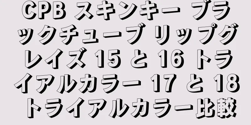 CPB スキンキー ブラックチューブ リップグレイズ 15 と 16 トライアルカラー 17 と 18 トライアルカラー比較